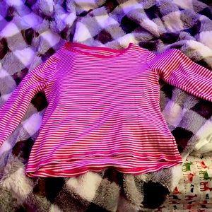 Striped pink and white long sleeve tee